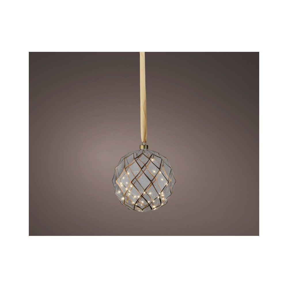 ORNAMENTO VETRO 40 LED ORO D.19